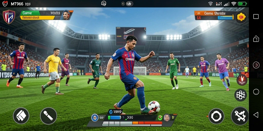Screenshot gameplay MT966 menampilkan serunya pertandingan olahraga yang intens.